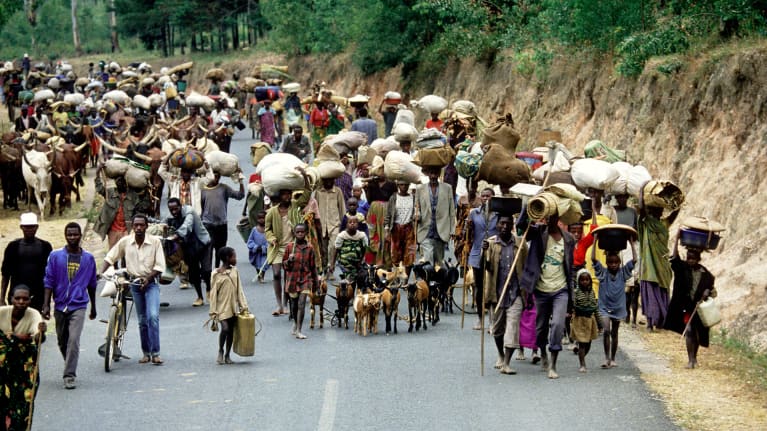 Ruandalaisia pakolaisia vuonna 1994.