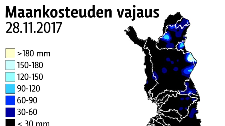 Kartta maankostuden vajauksesta.