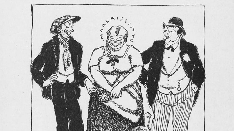 Velikulta -lehden pilapiirros.