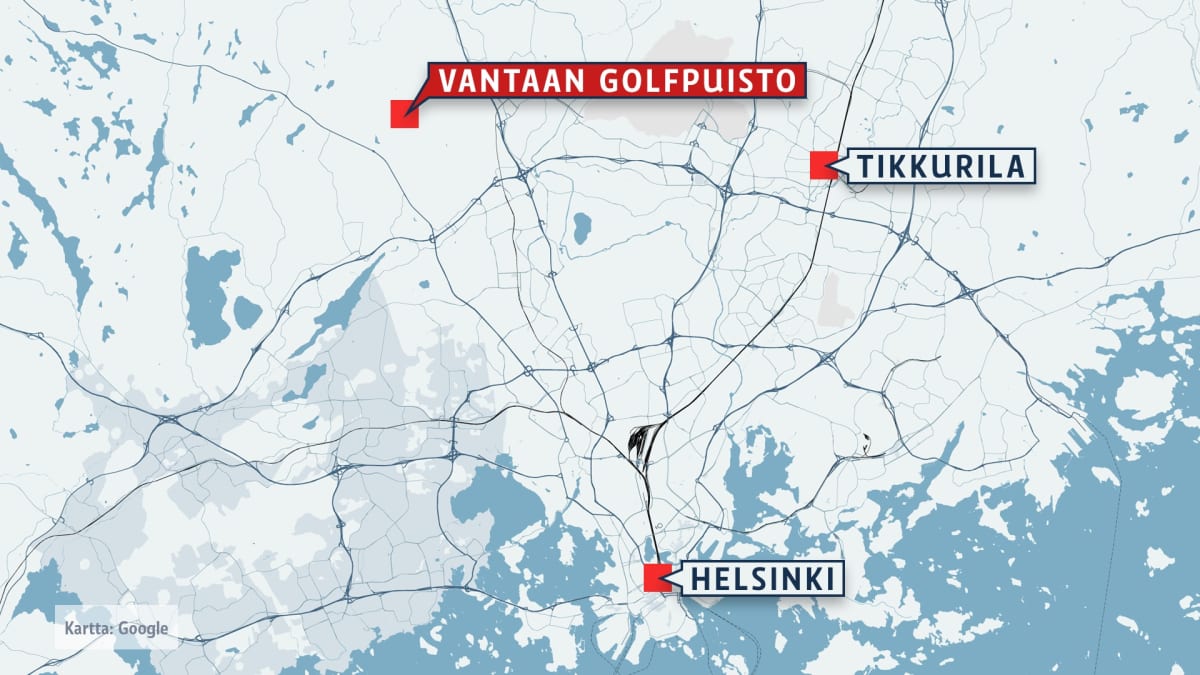Kartta Vantaan golfpuiston sijannista.