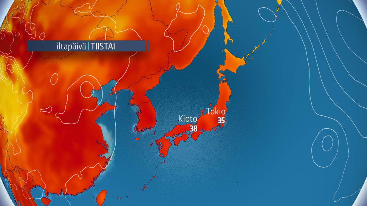 Sääennuste on lupaamassa muutaman asteen helpotusta Japanin helteeseen tiistaiksi.