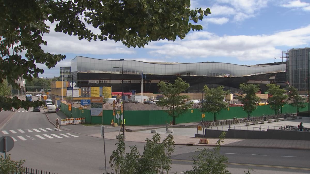 Oodi-kirjaston työmaa Helsingin keskustassa.