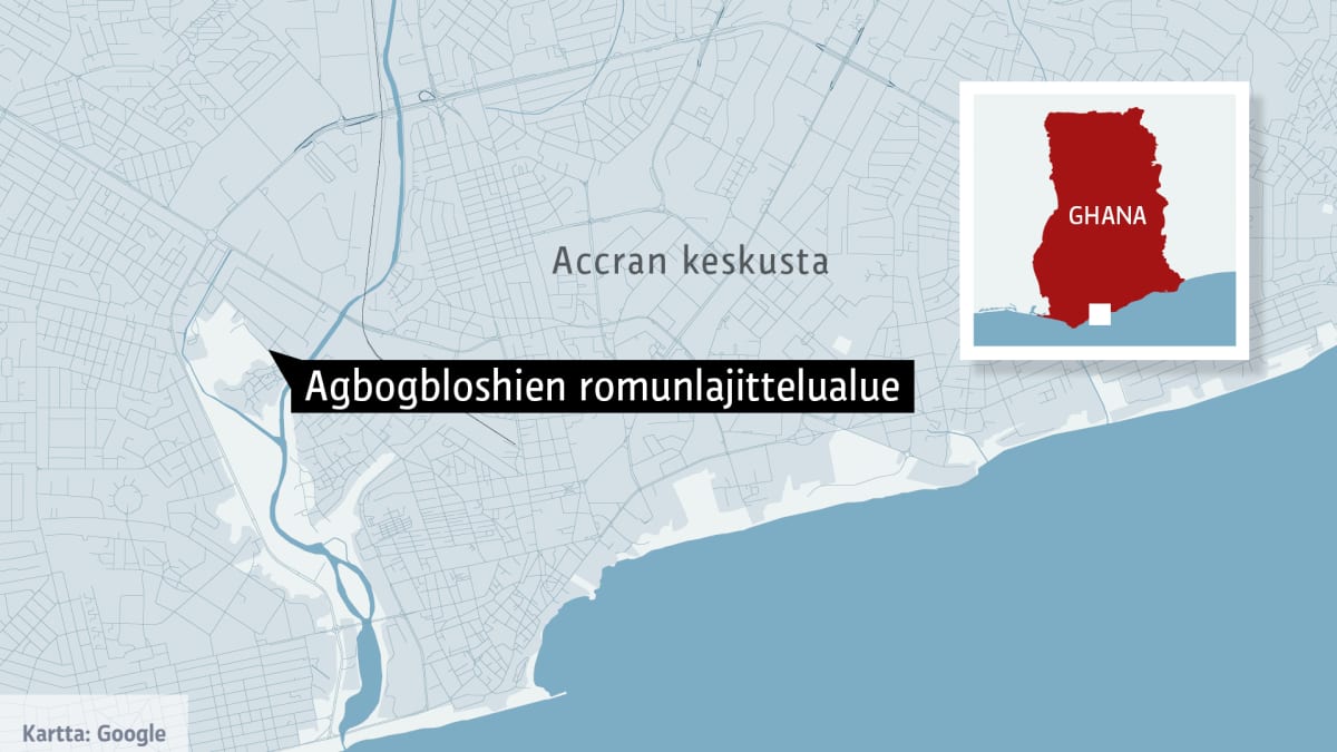 Agbogbloshien romunlajittelualue kartalla