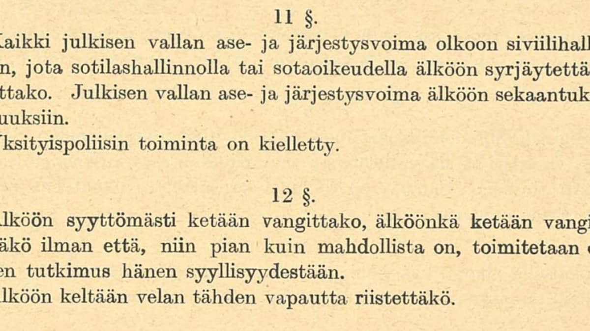 Valtiosääntöehdotus 1918 pykälät 11-12