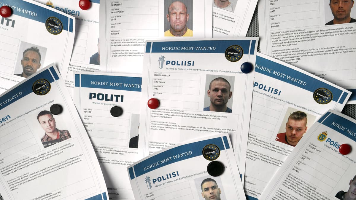 Poliisien FAST-yksiköiden julkaisemia listoja henkilöistä joita epäillään törkeistä rikoksista.