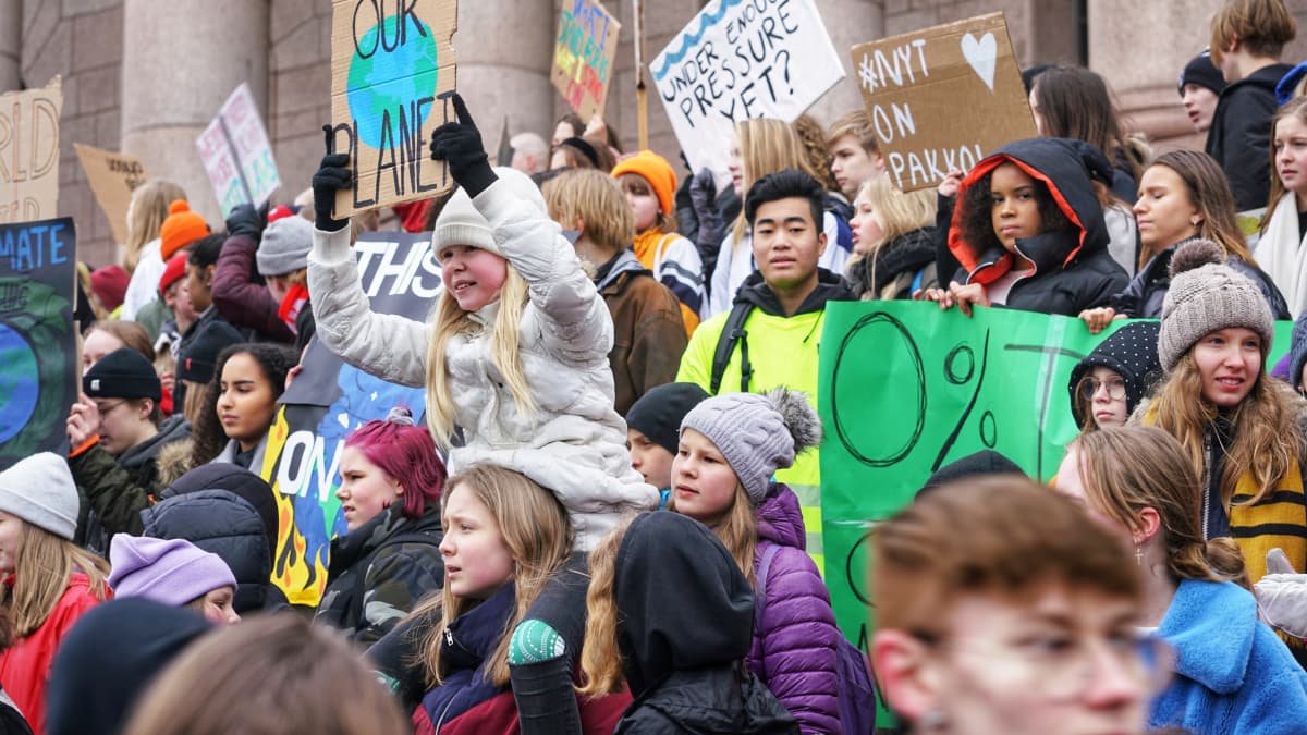 Students went on strike in Helsinki on Friday 15 March 2019 to protest against climate change. 
