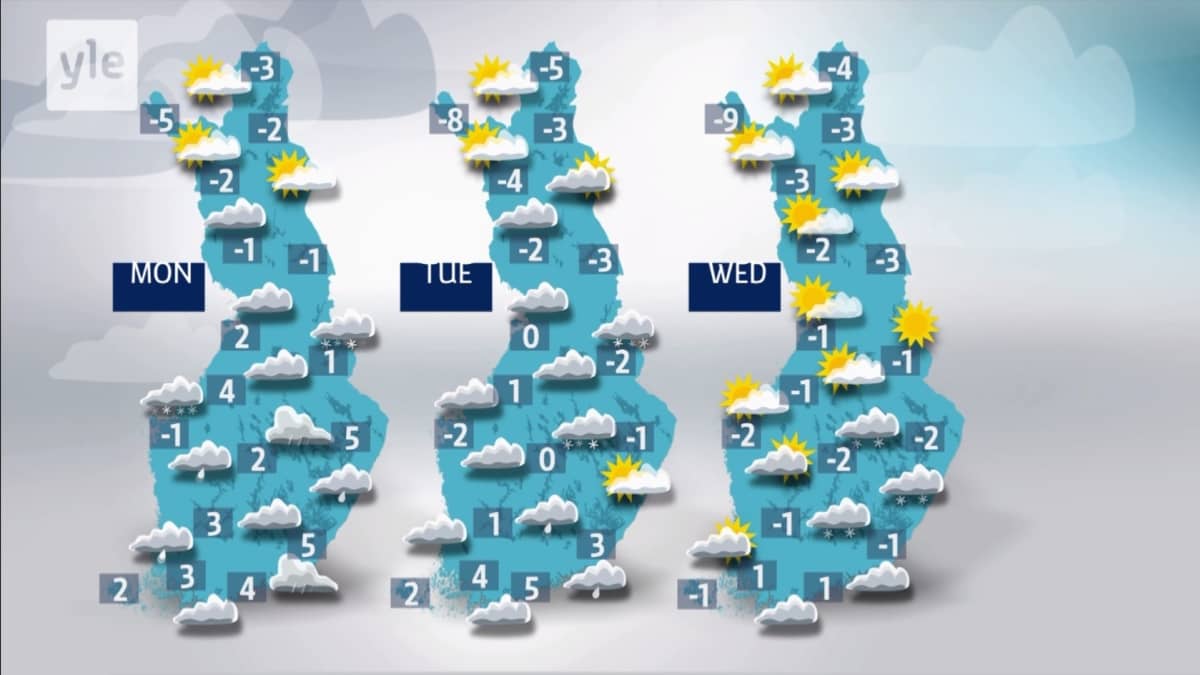 Overview of Yle weather forecast April 8-10.