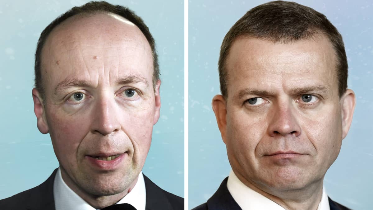 Puheenjohtajat Jussi Halla-aho (ps.) ja Petteri Orpo (kok.)