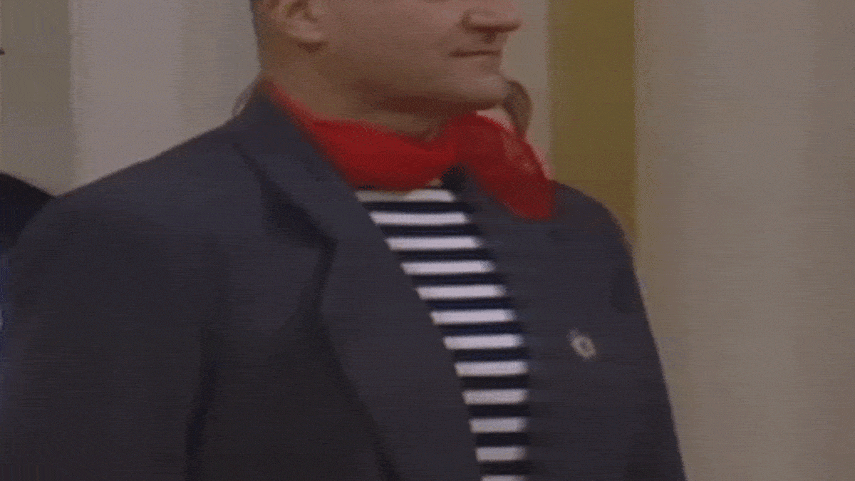 Klaus Bremer pukeutui itse suunnittelemaansa Stadin pukuun vuonna 1997.