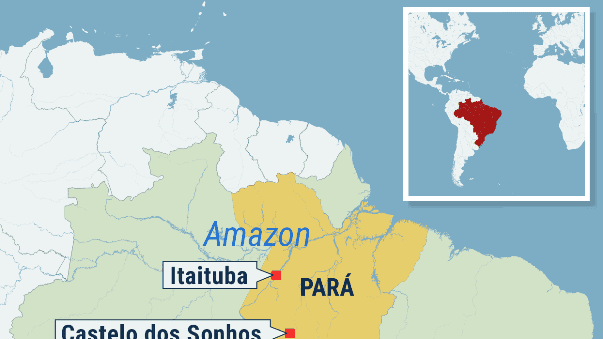 Kartta Amazonin alueelta Parán osavaltista Brasiliasta.