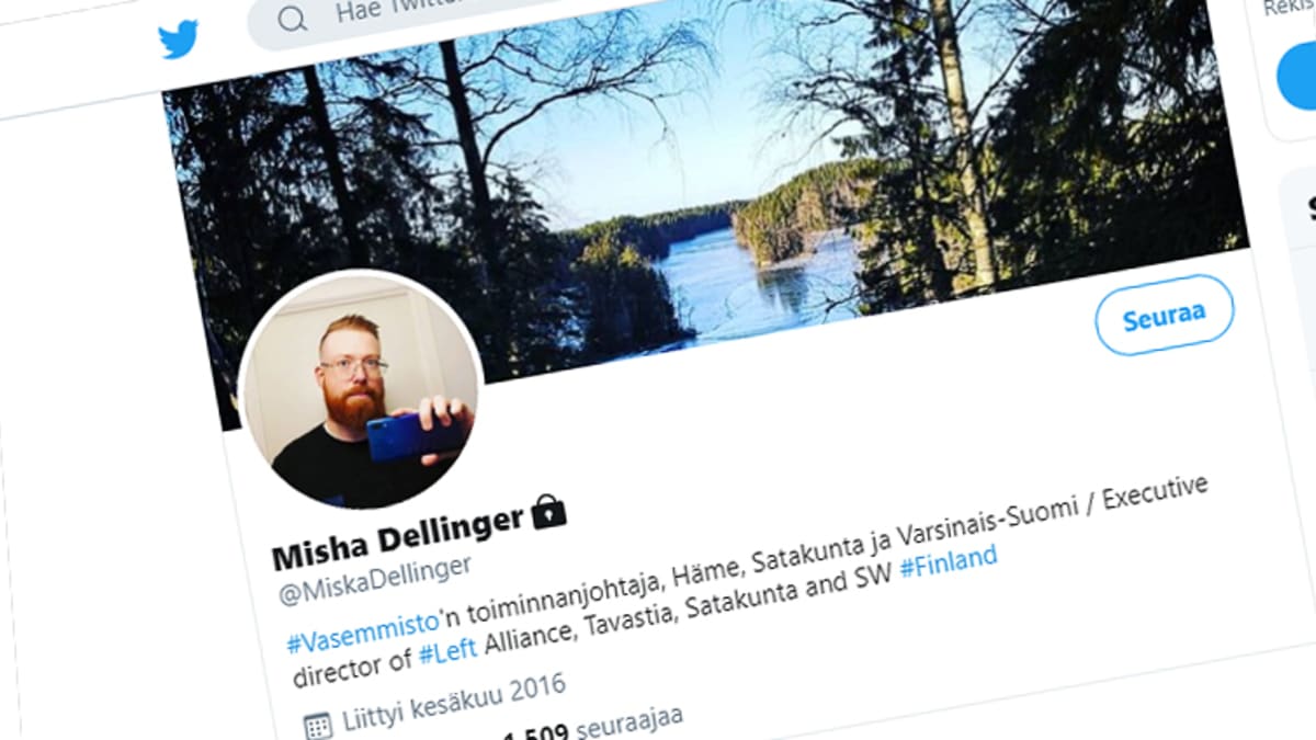 Kuvakaappaus Dellingerin omalla nimellä varustetusta Twittertilistä. Jutussa mainitut viestit on lähetetty toiselta tililtä, jonka Dellinger perusti 2010. 