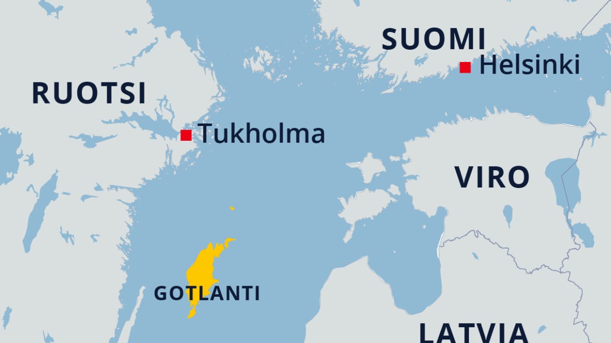Kartta Gotlannin sijainnista Itämerellä.
