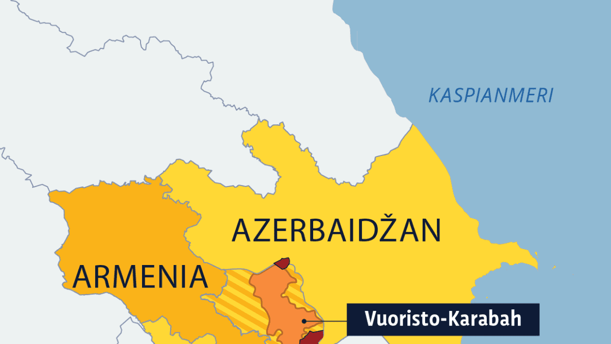 Kartta Vuoristo-Karabahin alueesta.