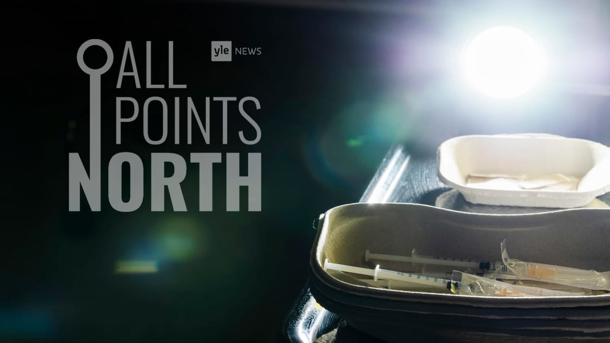 Photo of vaccine kit featuring Yle News' All Points North Podcast logo