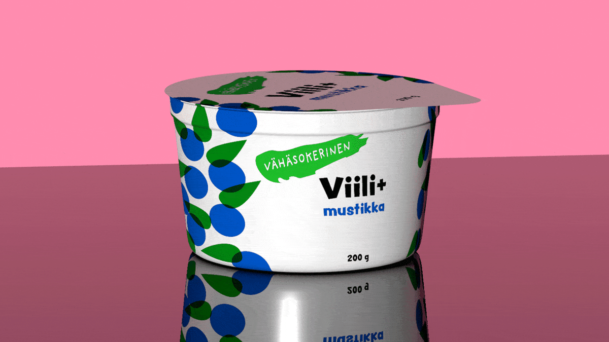 Viilipurkki, jonka kyljessä vaihtelee erilaiset merkinnät: Ei lisättyä sokeria, sokeriton, sokeroimaton, sokereita vähennetty, vähäsokerinen.