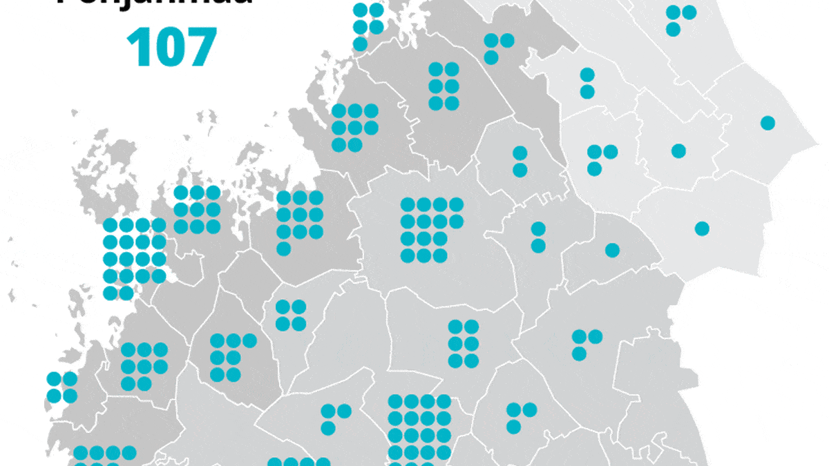 Pankkikonttorien väheneminen pohjalaismaakuntien alueella 2000-2020.