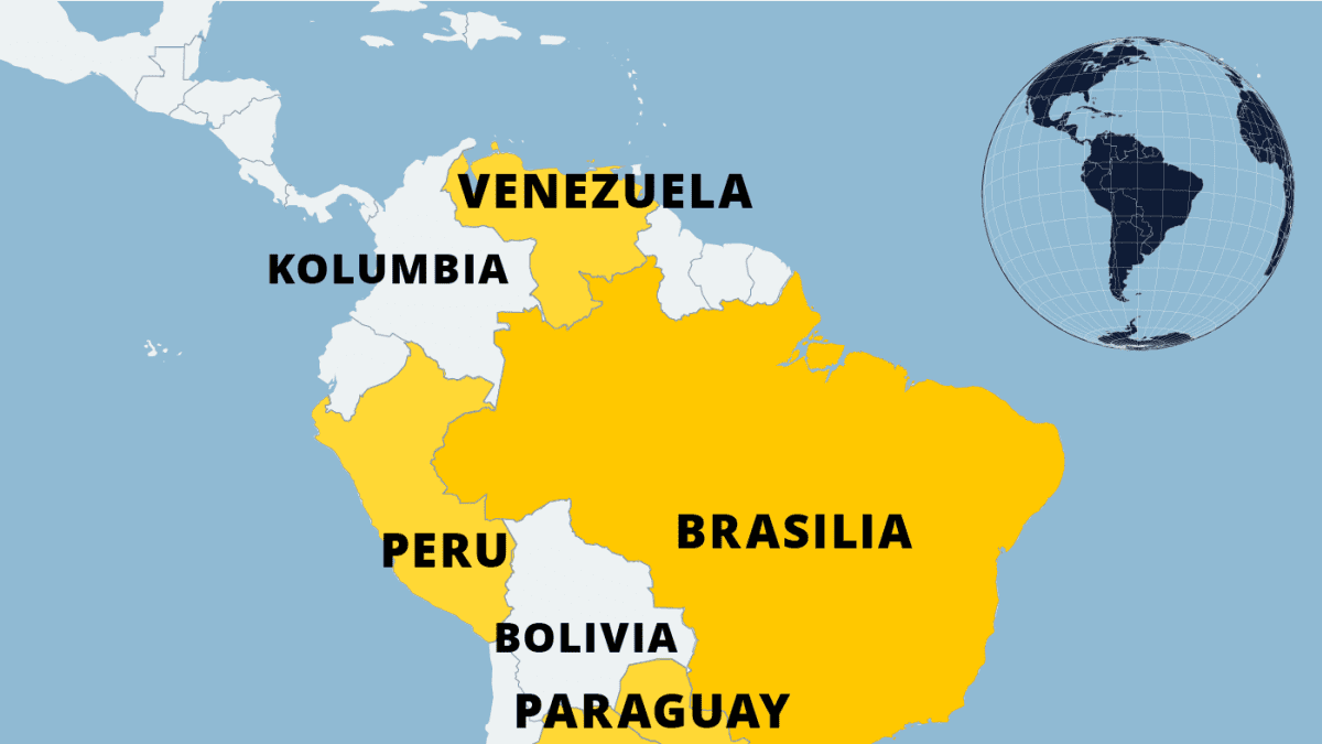 Kartta Etelä-Amerikasta
