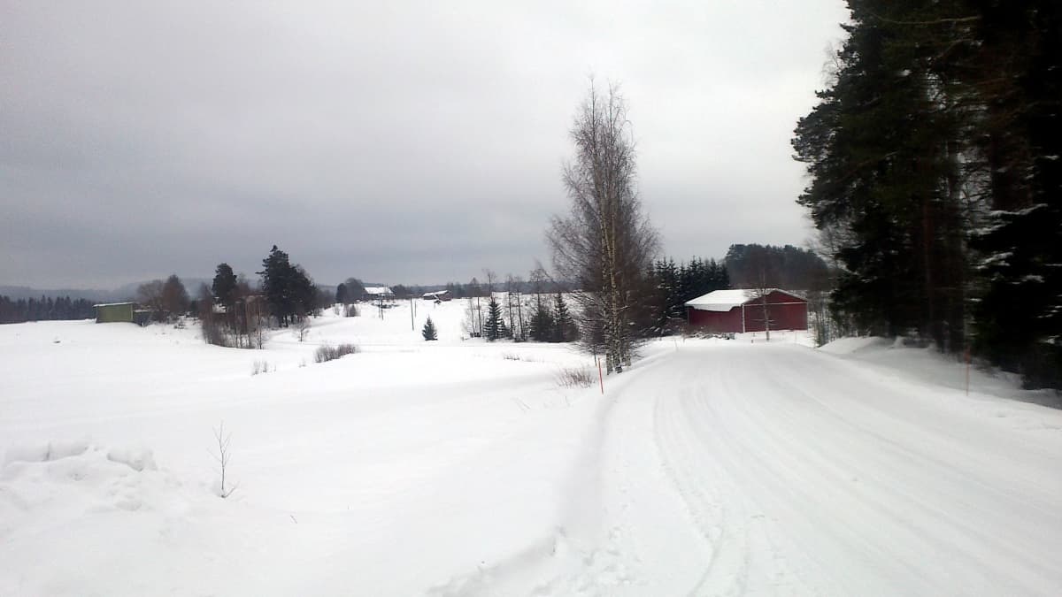 Luminen maalaismaisema talvella