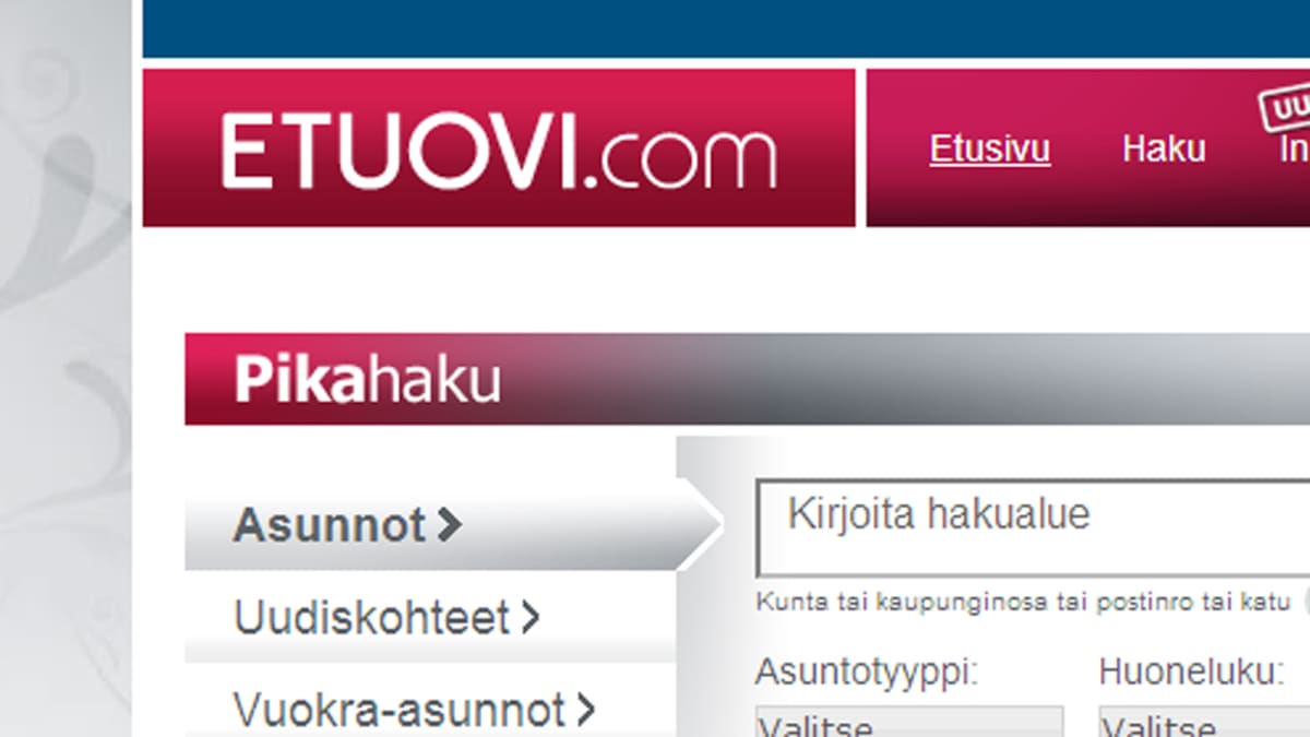 Kuvakaappaus Etuovi.com -sivulta