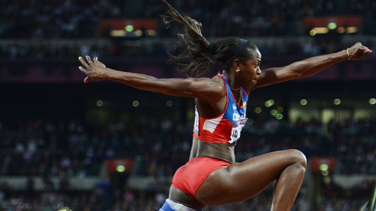 Kolumbia Caterine Ibargüen Lontoon olympialaisissa.