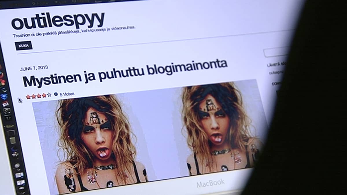 Outilespyy-blogin sivu tietokoneen näytöllä.