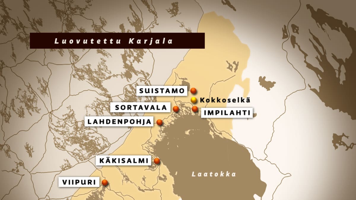 Kartta Karjalan alueesta.