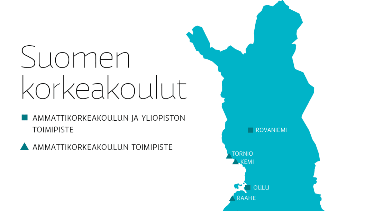 Suomen korkeakoulut kartalla. 