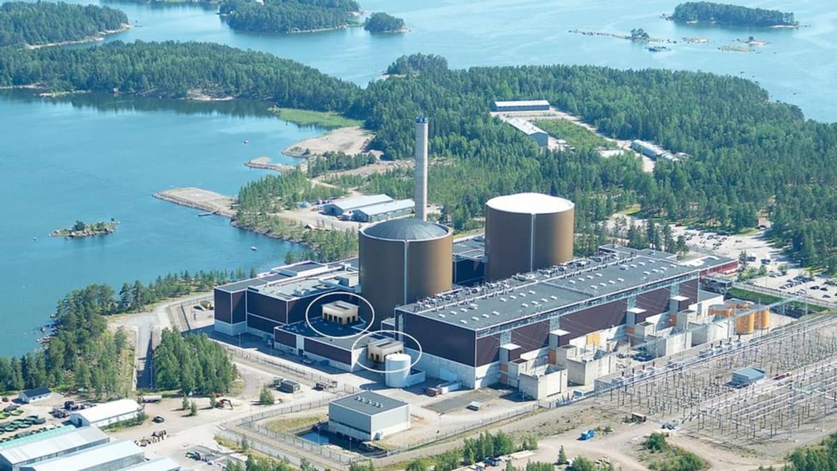 Ilmajäähdytystornit ympyröitynä. Havainnekuva.