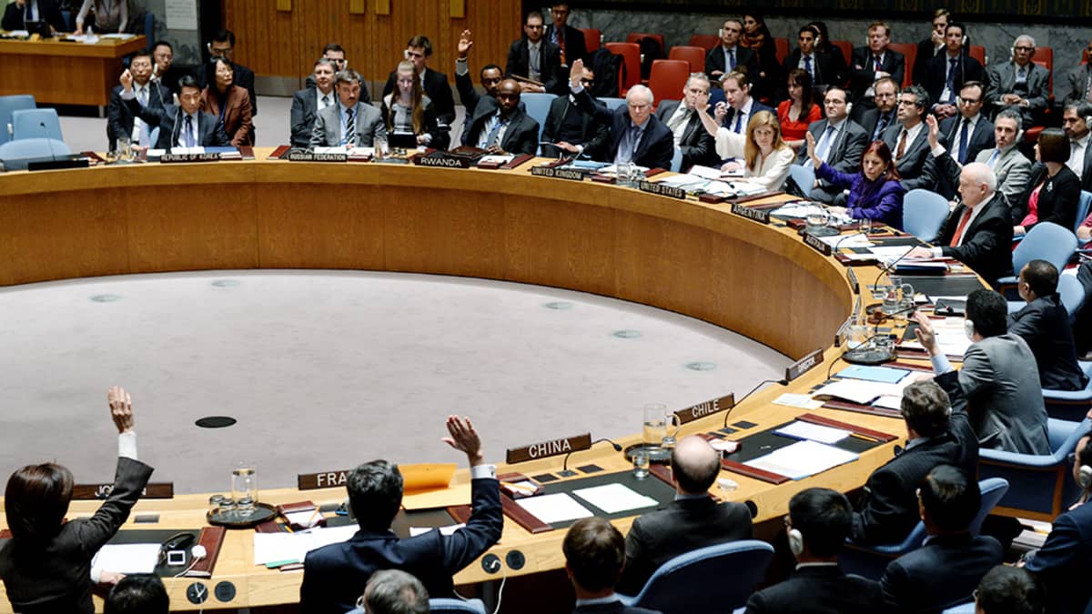 YK:n turvallisuusneuvoston kokous New Yorkissa. 