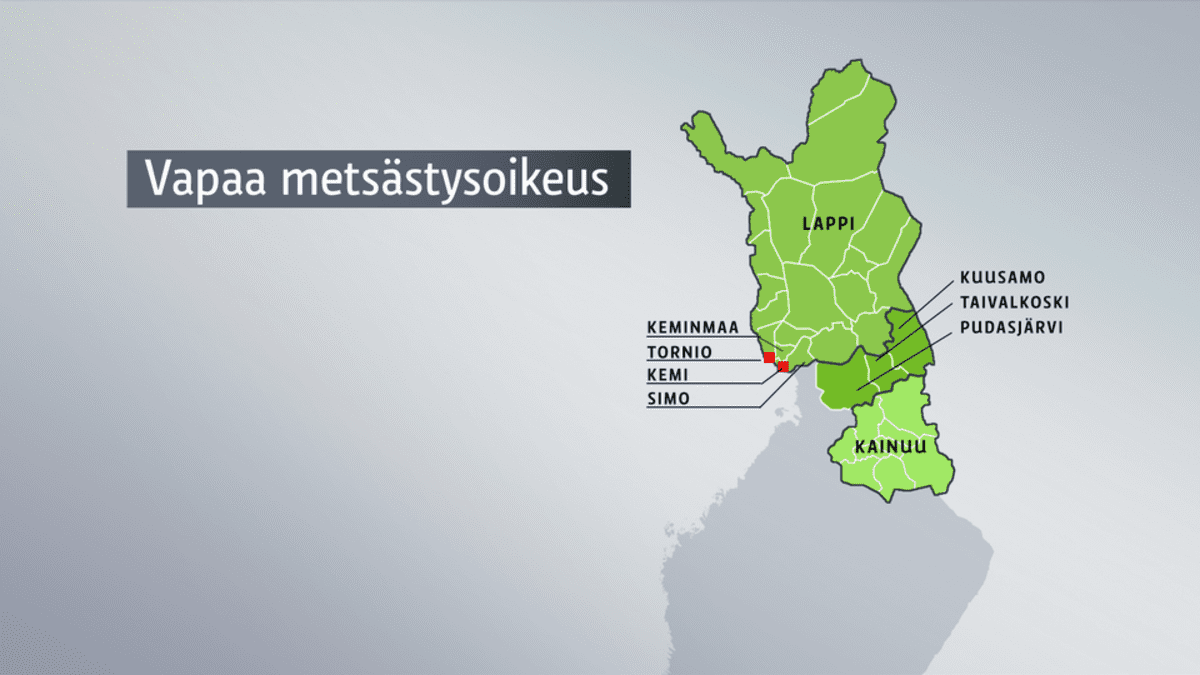 Kemi ja Tornio jäävät voimaan tulleen lain perusteella ilman vapaata metsästysoikeutta.