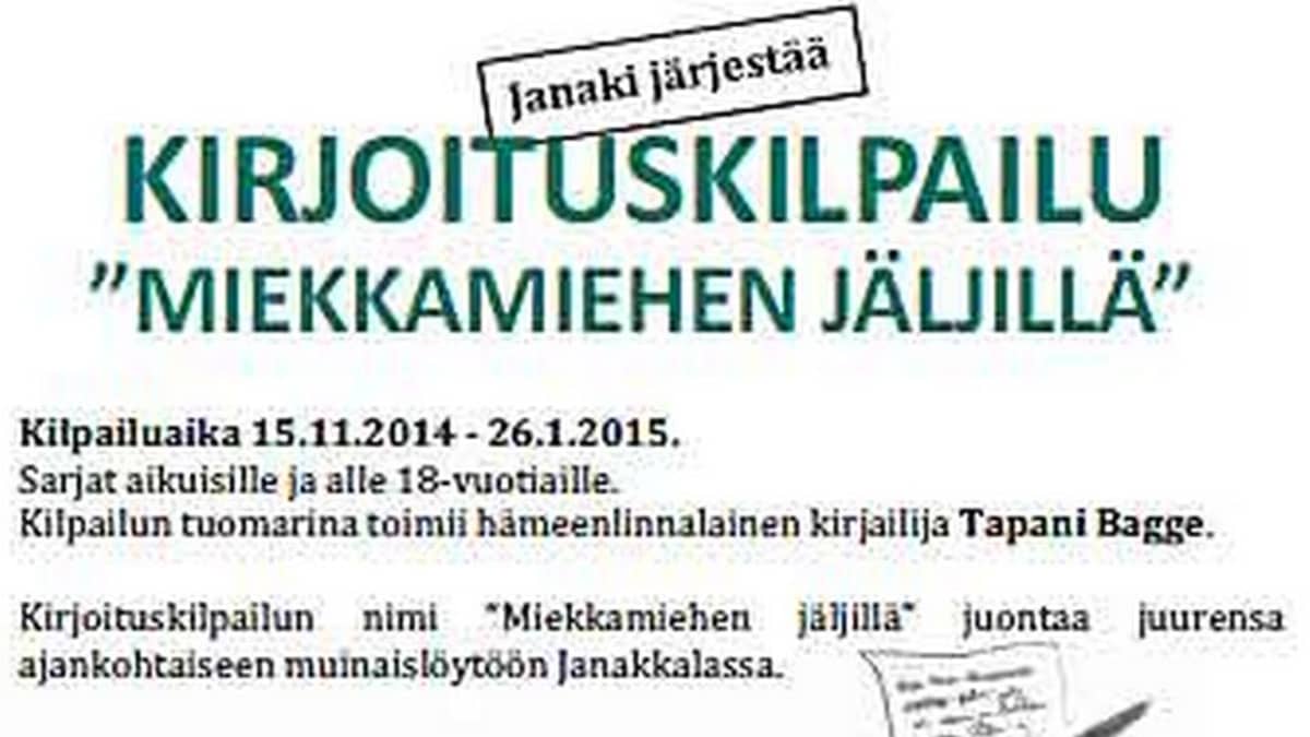 Kirjoituskilpailun mainos.
