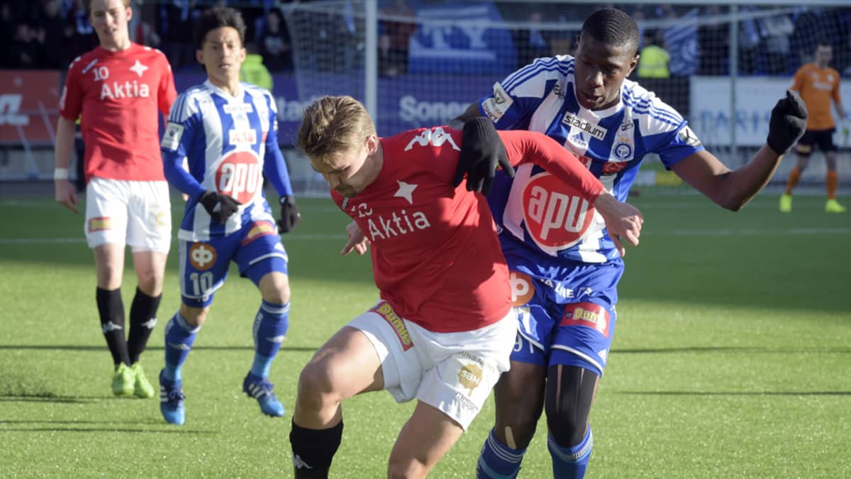 HIFK:n Esa Terävä ja HJK:n Guy Moussi