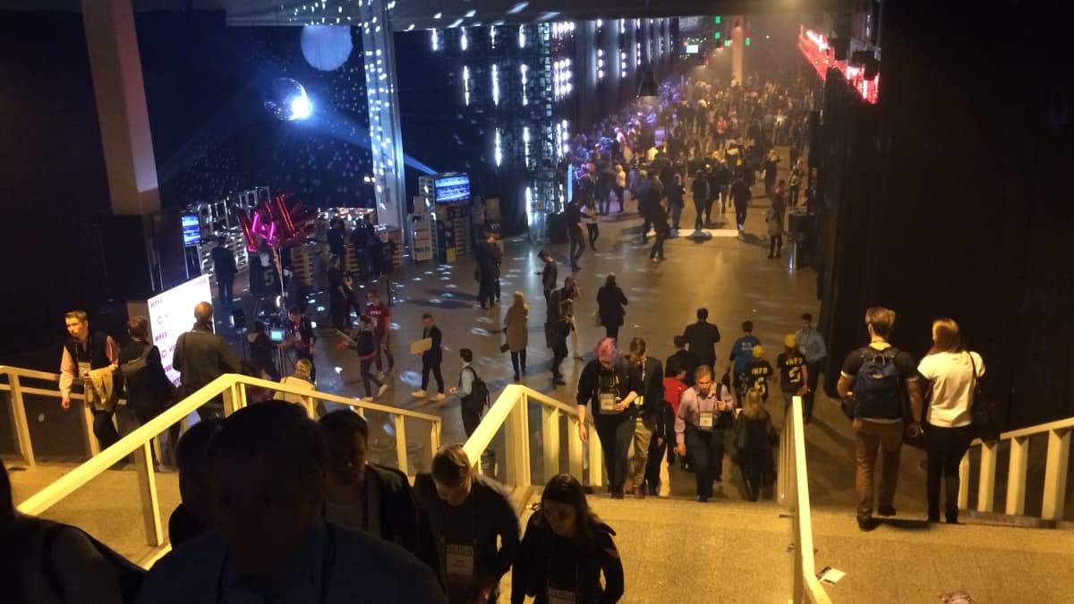 The steps of the Helsinki Expo and Convention Centre, which lead down to Slush 2015.