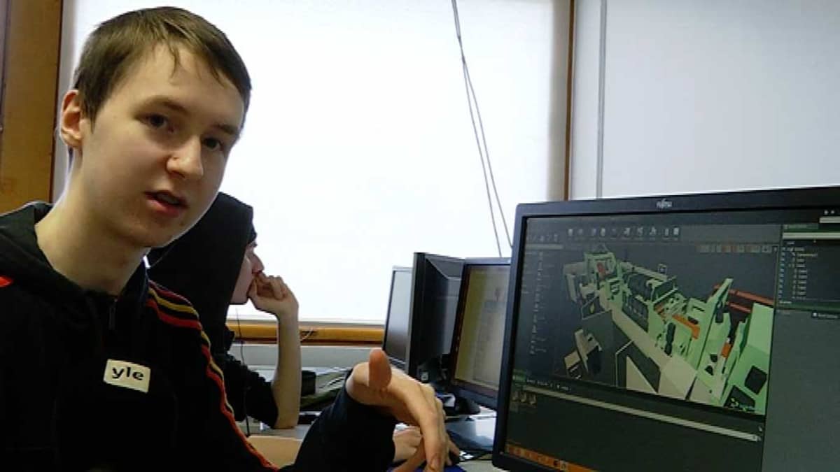 Lybeckerin opiston opiskelija Matti Turpeinen on suunnitellut animaatiopelin Raahen Terästuotteen tuotantolinjasta.