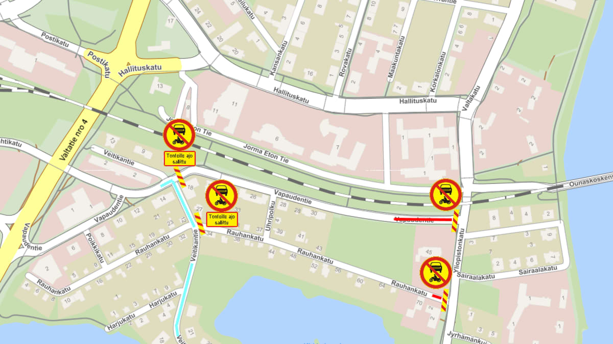 Liikennejärjestelyt kartalla