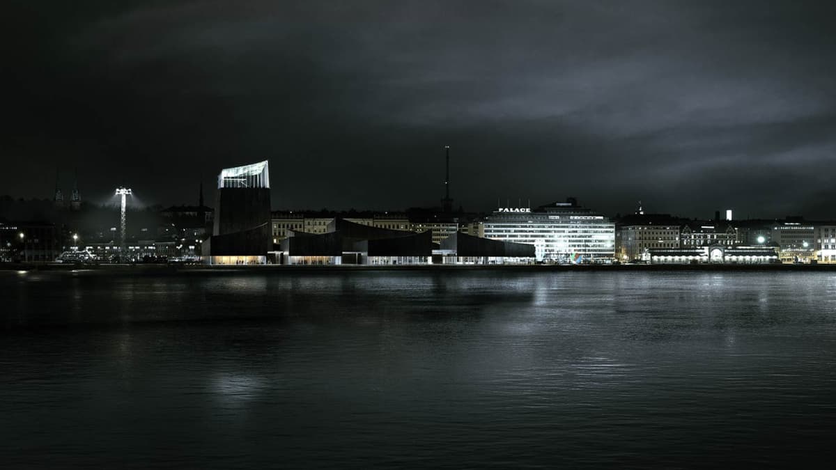 Havainnekuva Guggenheim Helsinki -arkkitehtuurikilpailun voittaneesta rakennuksesta.