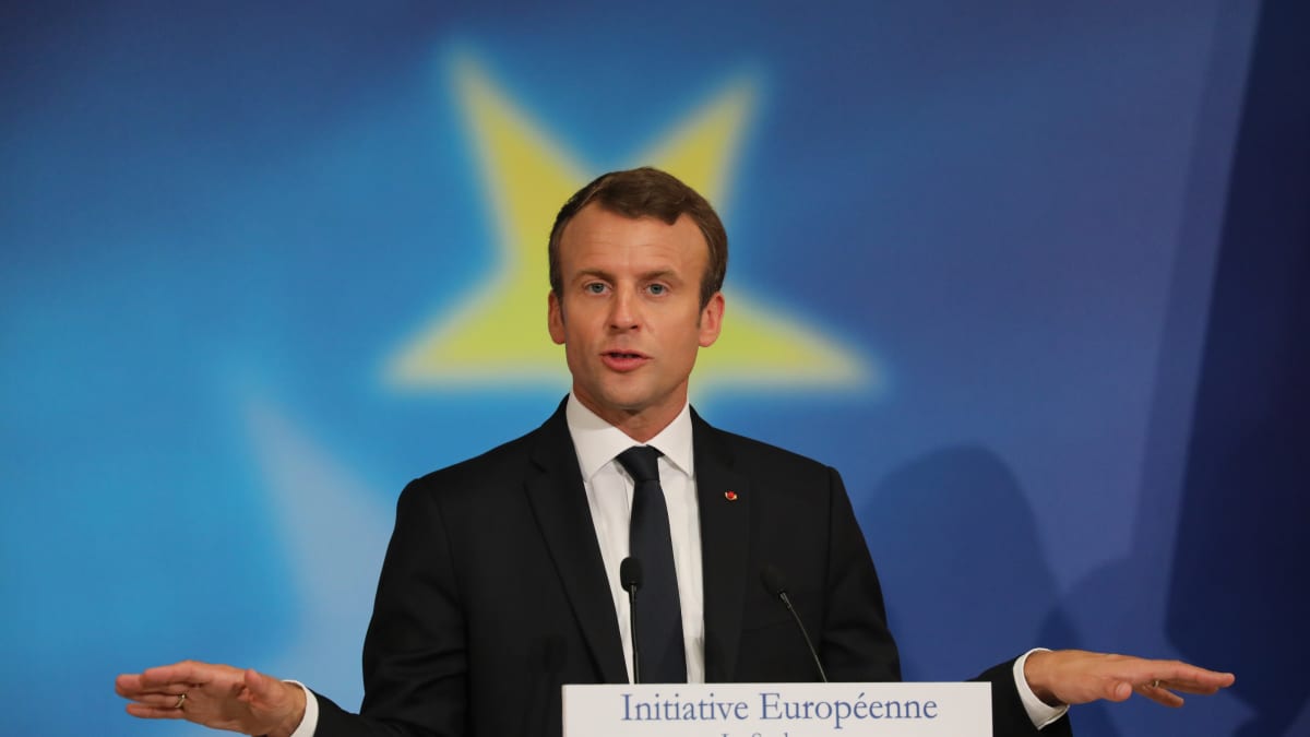 Ranskan presidentti Emmanuel Macron piti EU-linjapuheen Sorbonnen yliopistossa.