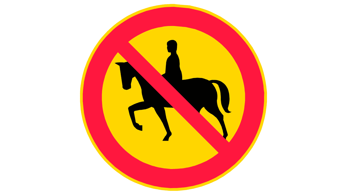 Ratsastus kielletty vanha liikennemerkki.
