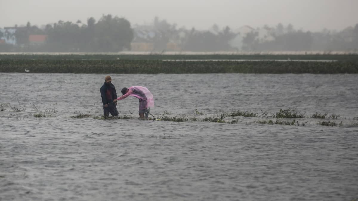 Taifuuni Damreyn sateet saivat pellot tulvimaan Hoi Anissa Vietnamissa marraskussa 2017.