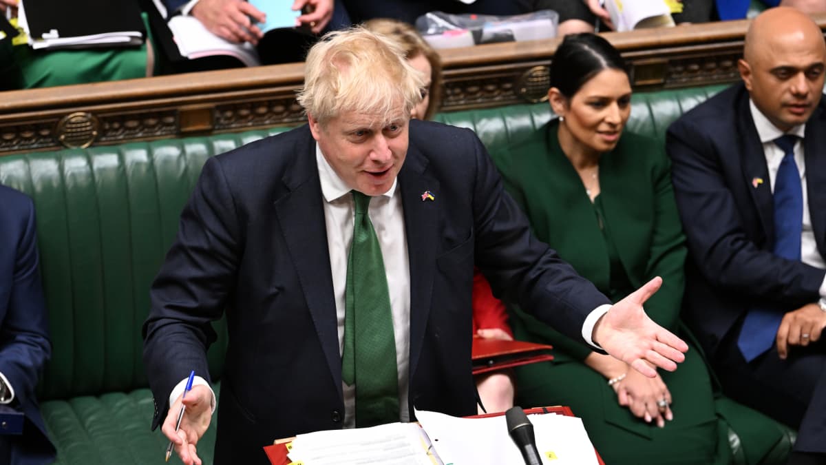 Britannian pääministeri Boris Johnson parlamentissa.
