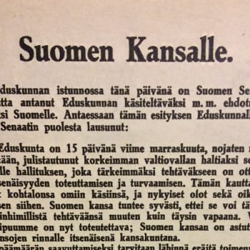 Suomen itsenäisyysjulistus P. E. Svinhufvudin lukemana