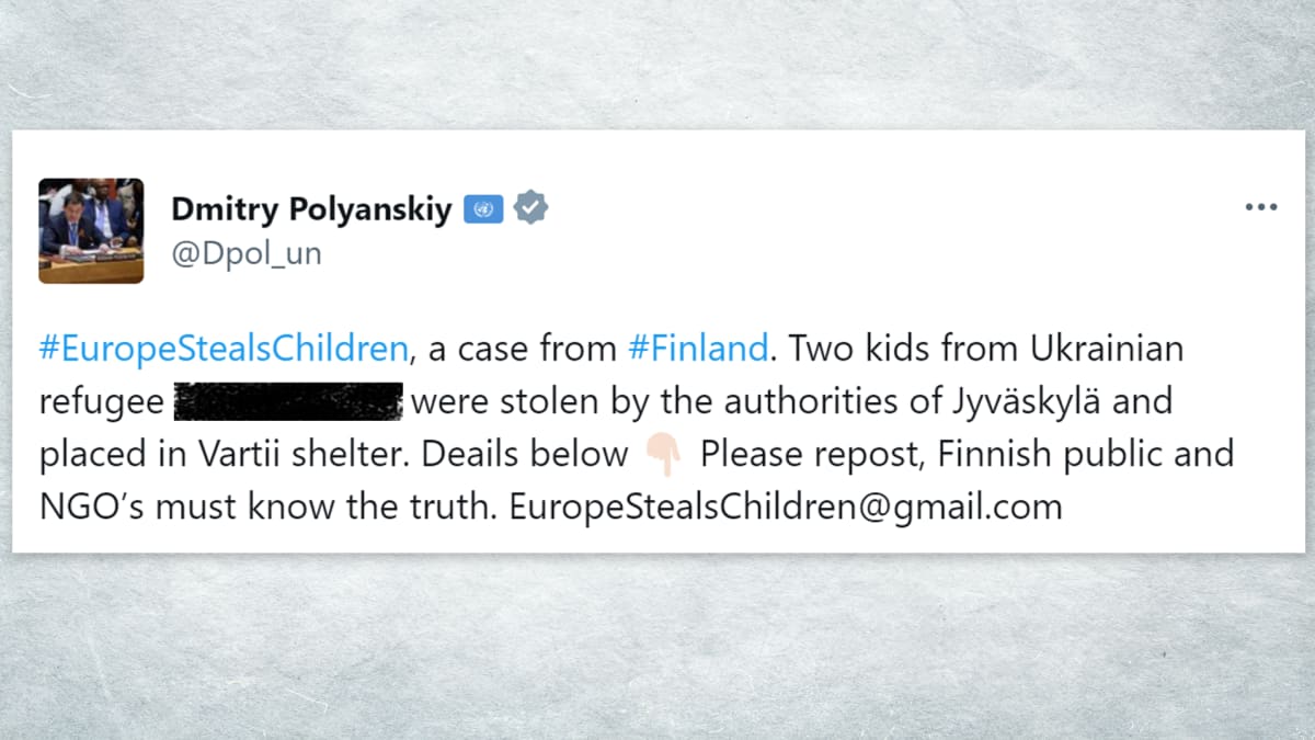 Kuvakaappaus Dmitry Polyanskyin Twitter-tililtä päivityksestä.