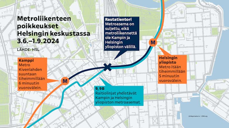 Metroliikenne katkeaa historiallisesti – katso kartalta, miten ...