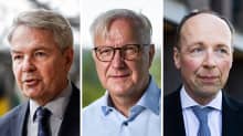 Pekka Haavisto, Olli Rehn ja Jussi Halla-aho.