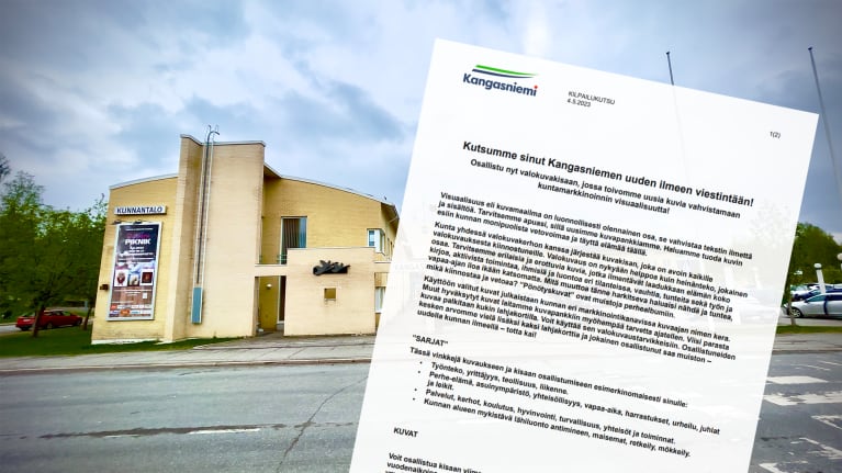 Kangasniemen kunnantalo ja kilpailukutsukirje.