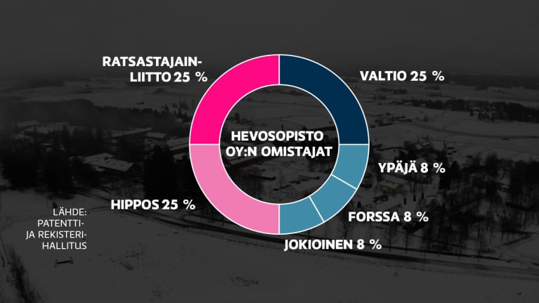 Grafiikka Ypäjän hevosopiston omistusrakenteesta. 
