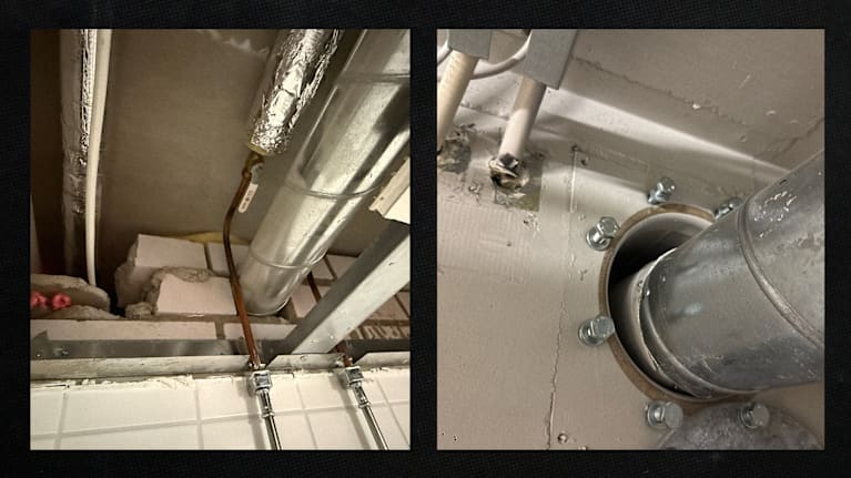 Kuva Palokatko Haatainen Oy:neria mataleista, jossa ilmenee puutteellisia palokatkojen eristyksiä.