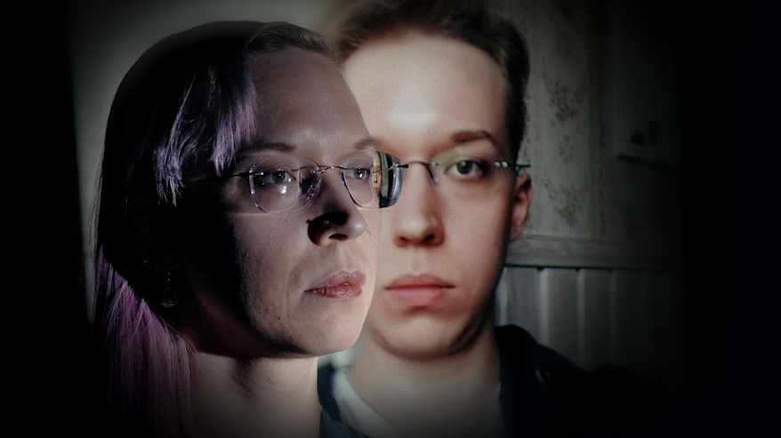Detransitioitunut Sametti miehenä ja naisena vierekkäin.