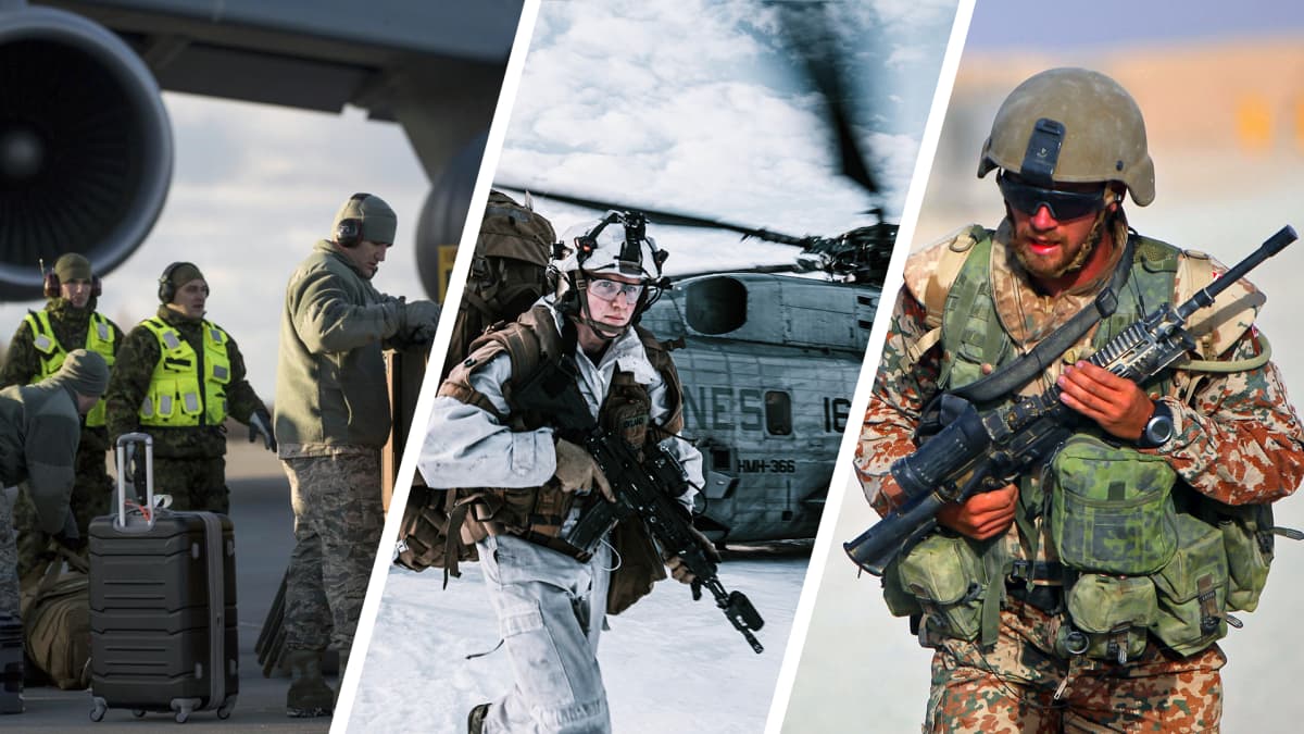 Kuvakoosteessa Viron, Norjan ja Tanskan Nato-joukkoja.