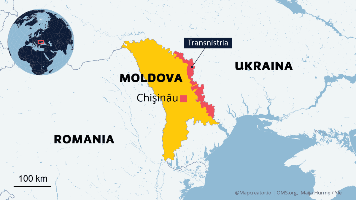 Moldova ja Transnistria kartalla